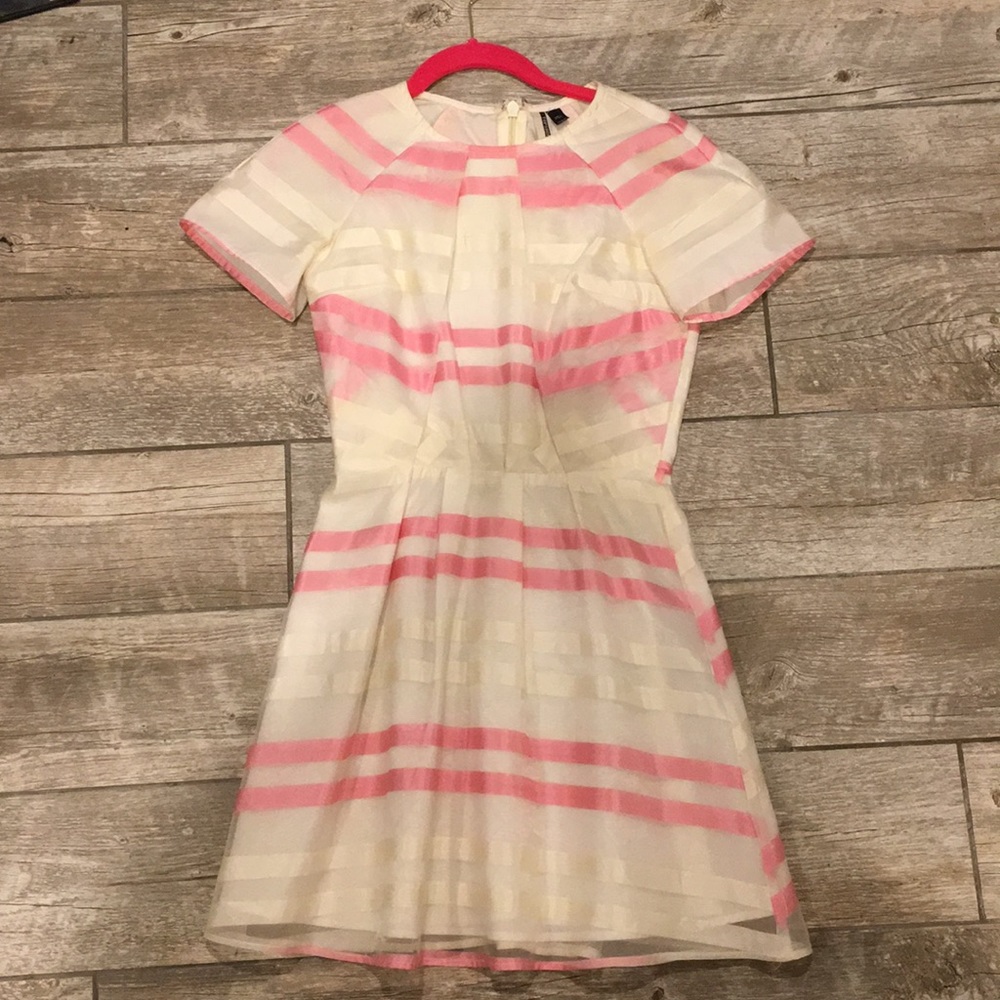 Top shop pink and white striped party dress
